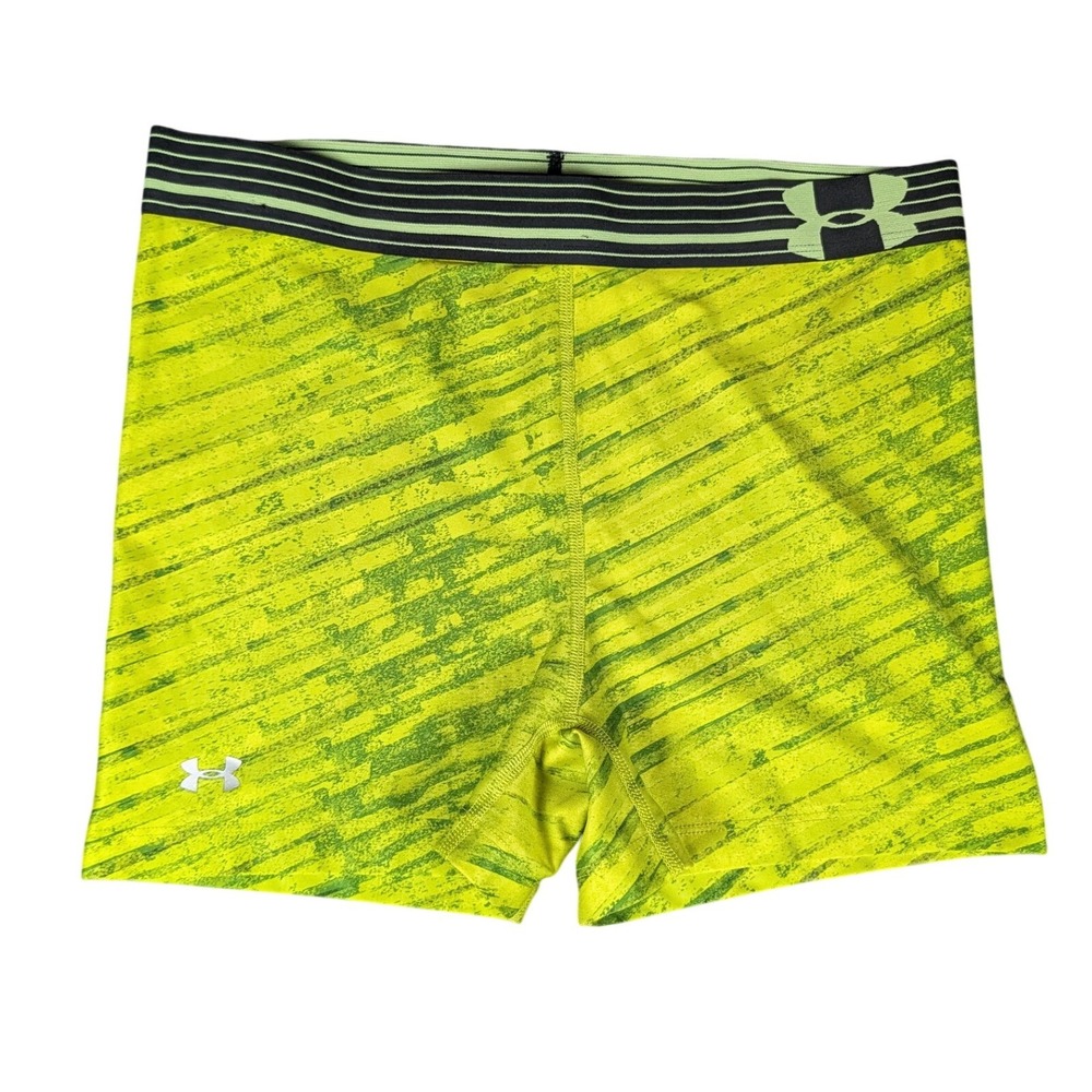 Under Armour Compression Shorts Womens S Lime Green Abstract HeatGear Excellent